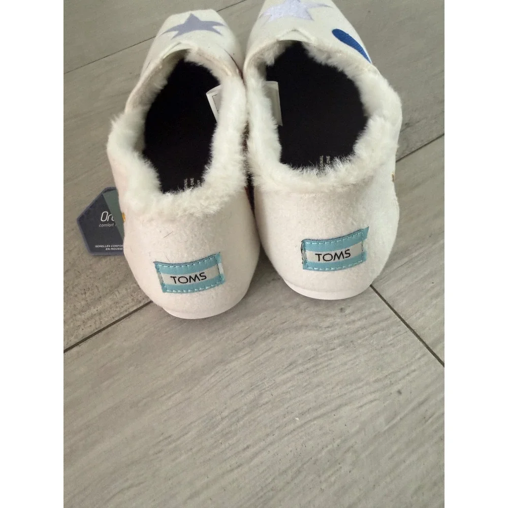 TOMS Alpargata Embroidered Celestial Faux Fur Shoes/Slippers  Womens 10 NWT - Picture 4 of 7